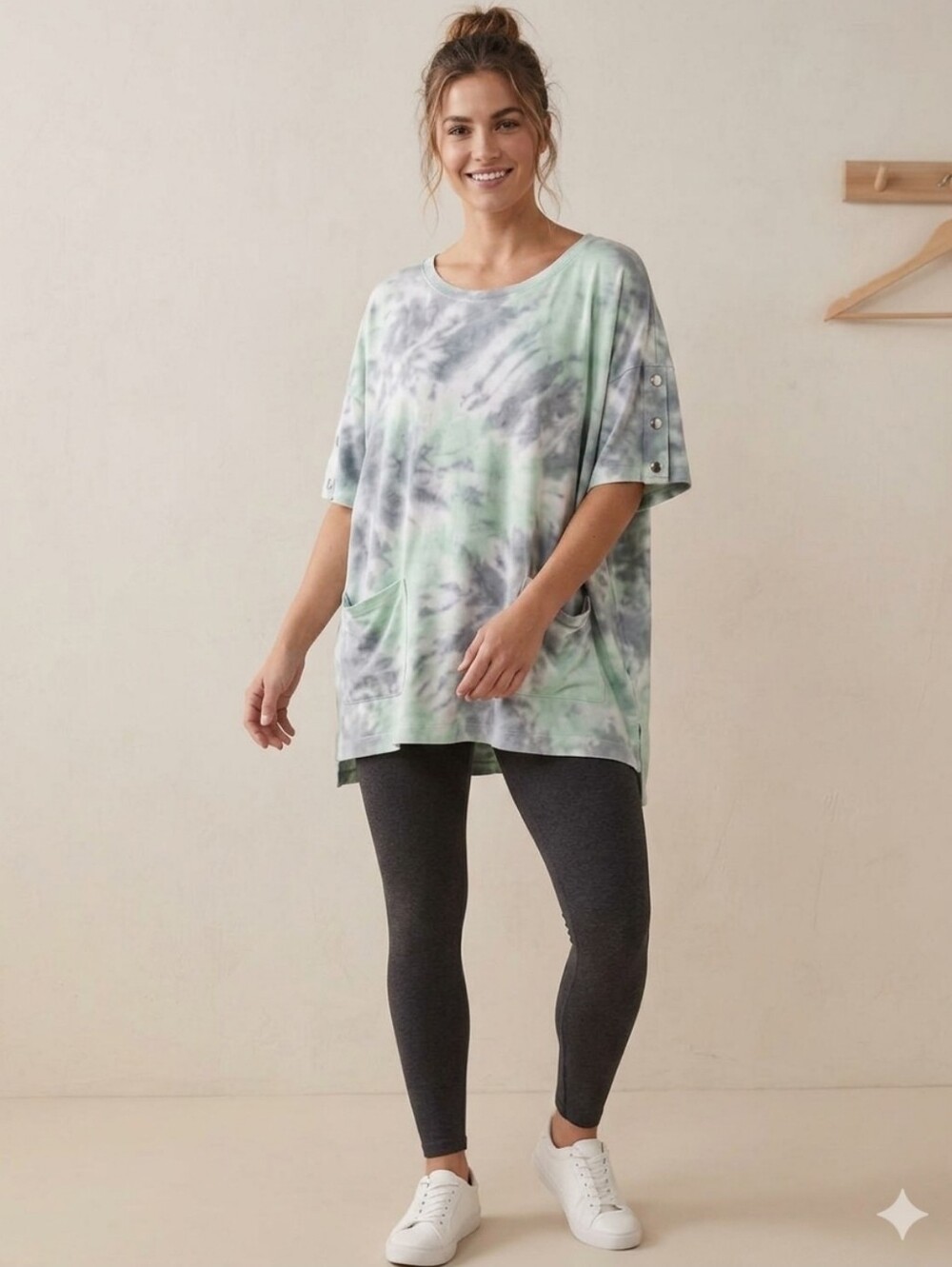 The Sweatshirt Project Short Sleeve Tie Dye French Terry Tunic Plus Size 3XL